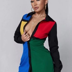 Long Sleeve Multi Color Dress